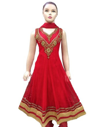 Maroon Color Georgette Kids Wear